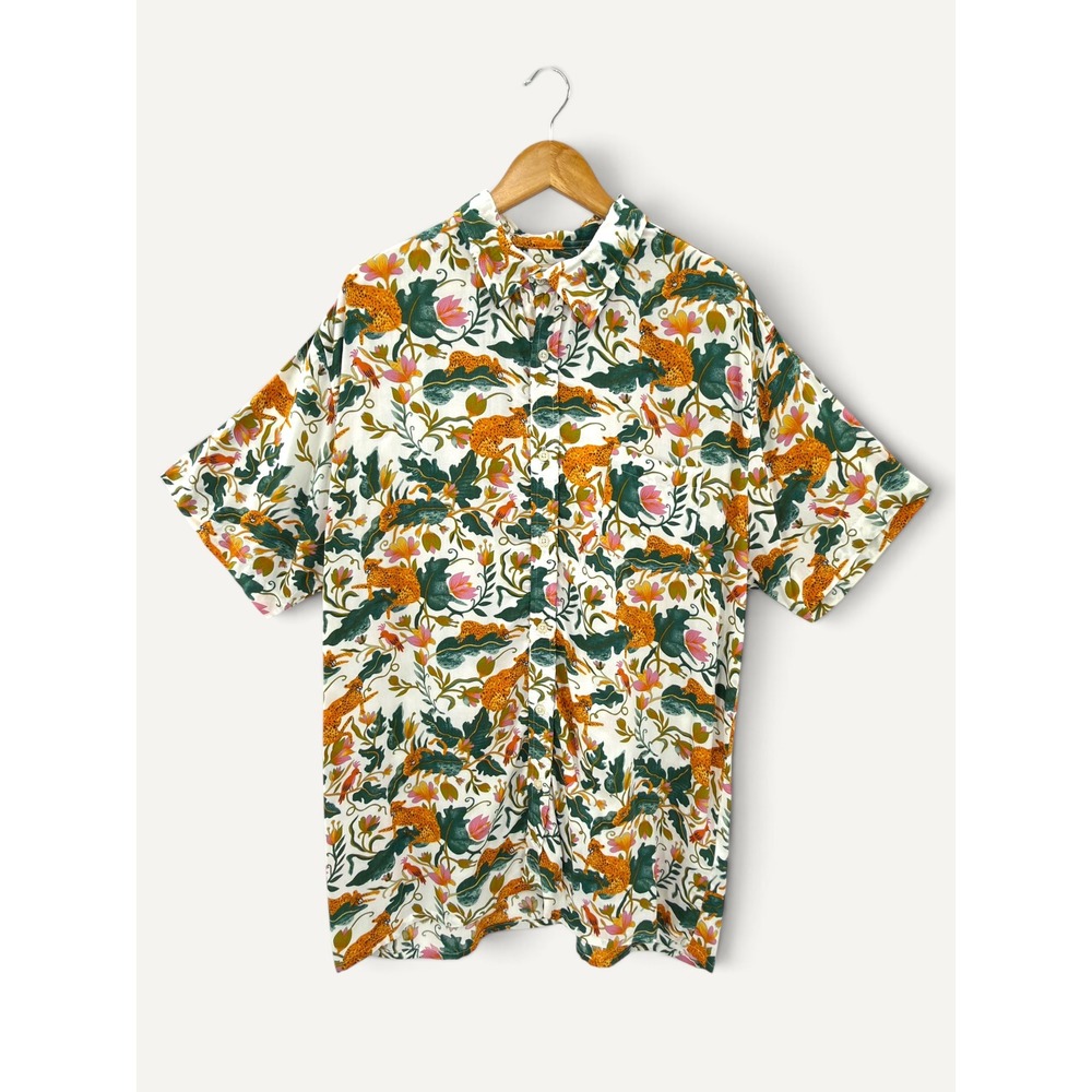 RJ&C Rebel James & Charli Mens Viscose Jungle Safari Beach Collar Shirt Camp XL